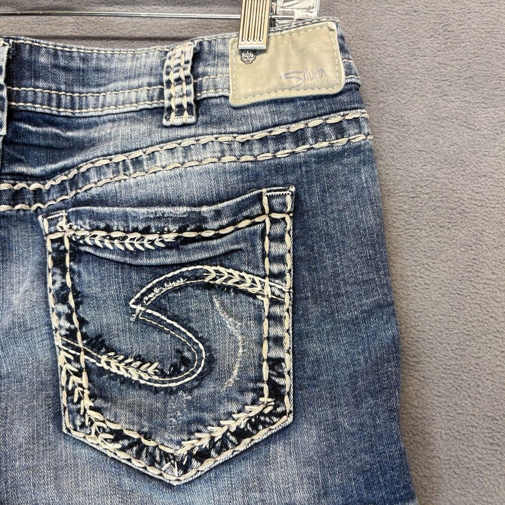 Silver Jeans Aiko Mid Short Size 31 Blue Distressed Denim Cutoff Shorts Stretch - Picture 5 of 12